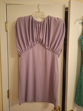 Ronny Kobo Lilac Gathered-Shoulder Sheath Dress XL